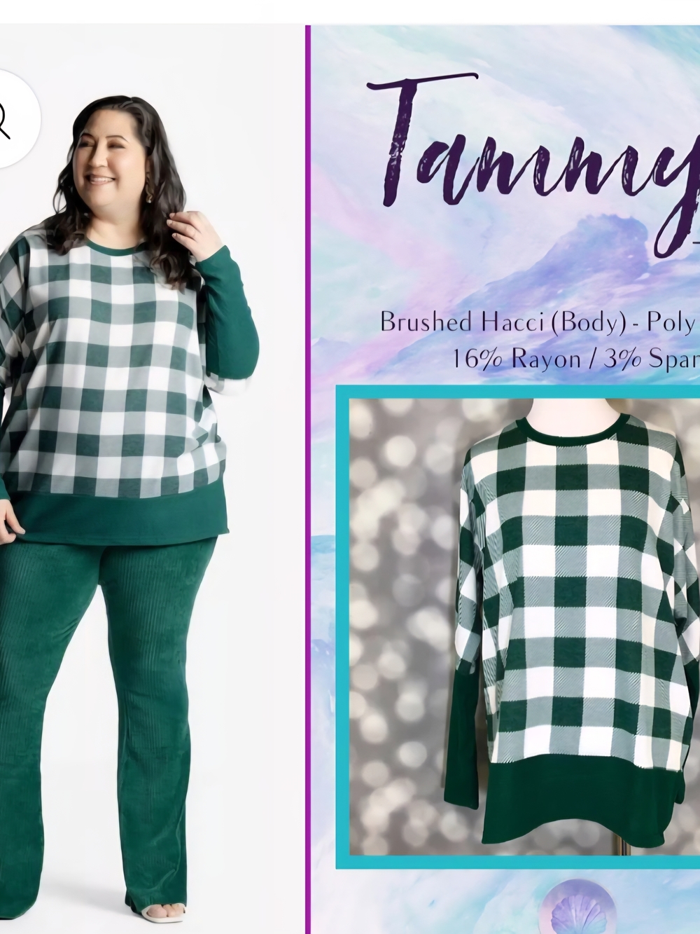 LuLaRoe Tammy Xl, Green and White Buffalo Plaid Sweater. Nwt